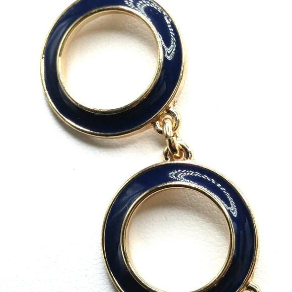 Vintage Enamel Loop Chain Choker Necklace, Black or Dark Blue Enamel, 20 Inches - Picture 3 of 9